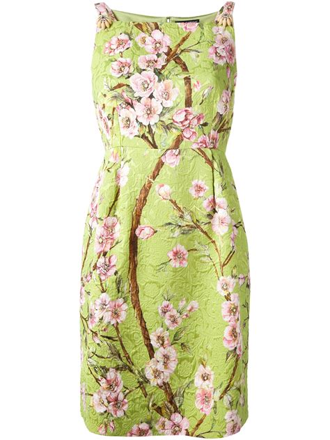 dolce gabbana green floral dress